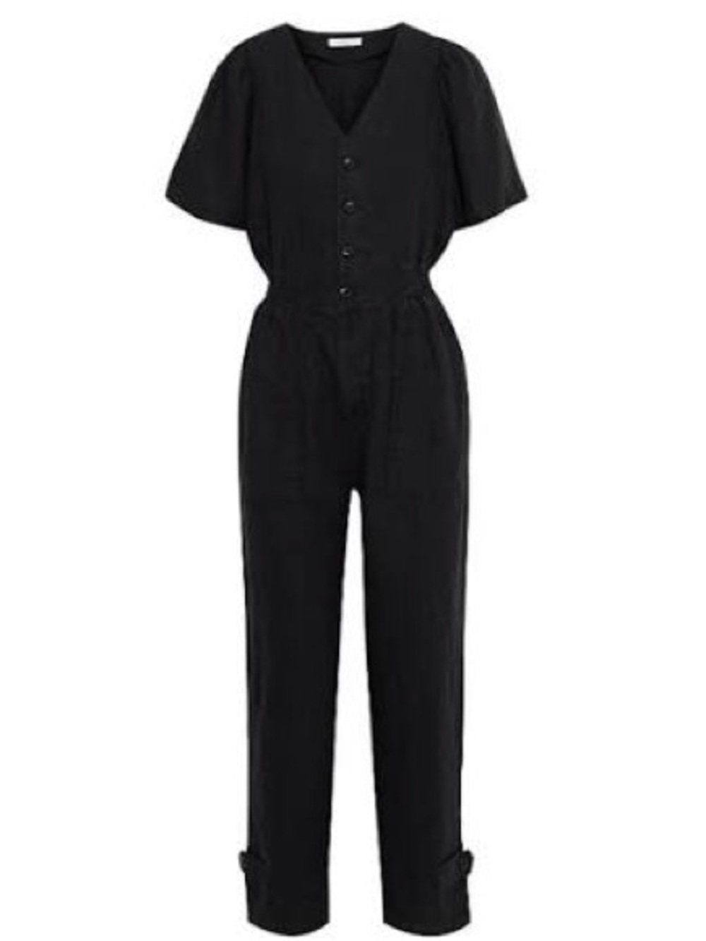 Joie Bramwell Cropped Linen Jumpsuit Black Medium